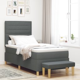 vidaXL Boxspring bed met hoofdeinde Donkergrijs 200 x 90 cm Stof