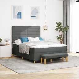 vidaXL Boxspring bed met hoofdeinde Donkergrijs 190 x 140 cm Stof