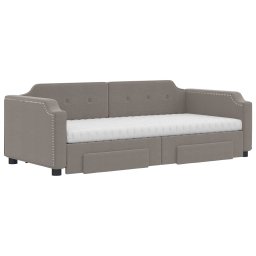 vidaXL Slaapbank met onderschuifbed en lades 90x200 cm stof taupe