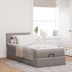 vidaXL Ottoman bed met matras 80x200cm stof taupe