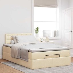vidaXL Ottoman bed met matras 120x200cm stof crèmekleurig