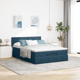 vidaXL Ottoman bed met matras 140x200cm fluweel donkerblauw