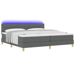 vidaXL LED Box Spring Bed met hoofdeinde Donkergrijs 200 x 200 cm Stof