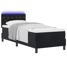 vidaXL LED Box Spring Bed met matras met LED Zwart 80 x 200 cm Fluweel