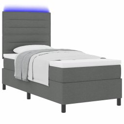 vidaXL Boxspring bed met matras met LED Donkergrijs 100 x 200 cm Stof