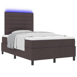 vidaXL Boxspring bed met matras met LED Donkerbruin 120 x 190 cm Stof