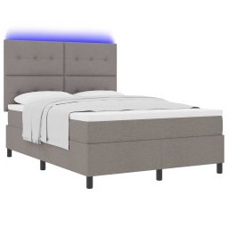 vidaXL Boxspring bed met LED-stripverlichting Taupe 140 x 190 cm Stof