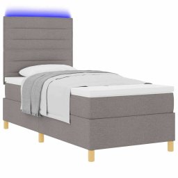 vidaXL LED Box Spring Bed met matras Taupe 100 x 200 cm Stof