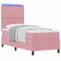 vidaXL LED Box Spring Bed met hoofdeinde Roze 80 x 200 cm Fluweel