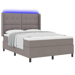 vidaXL LED Box Spring Bed met hoofdeinde Taupe 140 x 190 cm Stof