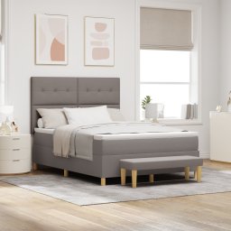 vidaXL Boxspring bed met hoofdeinde Taupe 190 x 140 cm Stof