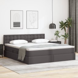 vidaXL Opslag bed met matras met opslag Grijs 160 x 200 cm Nep Leer