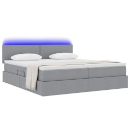 vidaXL LED Opslagbed met Matras Lichtgrijs 200 x 200 cm Stof