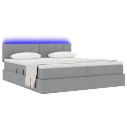 vidaXL LED Opslagbed met Matras Lichtgrijs 200 x 200 cm Stof