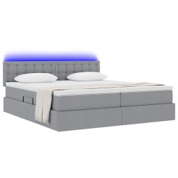 vidaXL LED Opslagbed met Matras Lichtgrijs 200 x 200 cm Stof