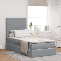 vidaXL Opslag bed met matras met opslag Lichtgrijs 100 x 200 cm Stof