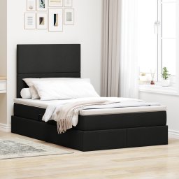 vidaXL Opslag bed met matras met hoofdeinde Zwart 120 x 200 cm Stof
