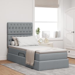 vidaXL Opslag bed met matras met opslag Lichtgrijs 100 x 200 cm Stof