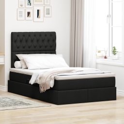 vidaXL Opslag bed met matras met hoofdeinde Zwart 120 x 200 cm Stof
