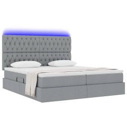 vidaXL LED Opslagbed met Matras Lichtgrijs 200 x 200 cm Stof