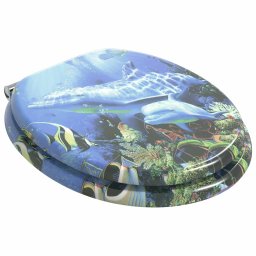 vidaXL Zachte sluit toiletbril Blauw 44 x 38 cm MDF-plaat