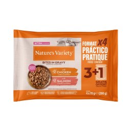 44x70g met kip en zalm Nature's Variety Kitten Bites in Saus nat kattenvoer