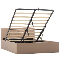 vidaXL Bedframe met opslag hydraulisch kunstleer cappuccino 120x200 cm