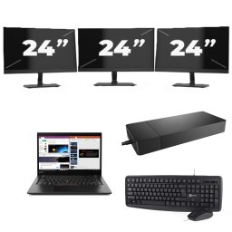 Lenovo ThinkPad X395 - AMD Ryzen 5 PRO 3500U - 13 inch - 8GB RAM - 256GB SSD - Windows 11 Home + 3x 24 inch Monitor