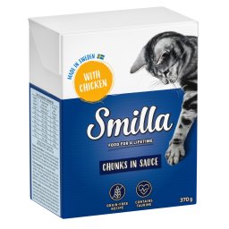 Smilla Hapjes in Saus 24 x 370 en Smilla Hapjes in Gelei 24 x 380 g Kattenvoer - Kip in Saus