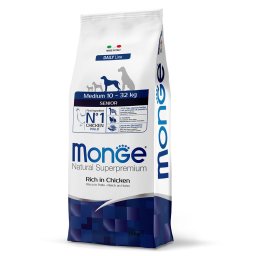 12kg Kip Medium Senior Monge Natural Superpremium droge honden