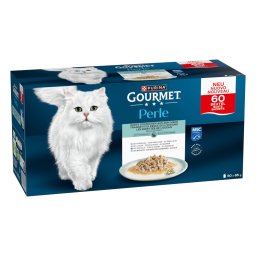 Mixpakket Gourmet Perle 60 x 85 g - Malse stukjes zee in saus (4 Soorten)