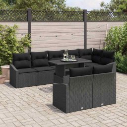 vidaXL Tuin Sofa Set 9 st Zwart 100 x 55 x 73 cm