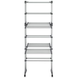 vidaXL Droogrek 3-laags met wieltjes 60x70x129 cm zilverkleurig