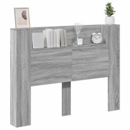 vidaXL Hoofdbord Kast met LED Grijze Sonoma 140 x 16,5 x 103,5 cm