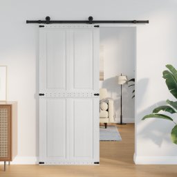 vidaXL Schuifdeur Corona Wit 90 x 210 cm Massief grenenhout