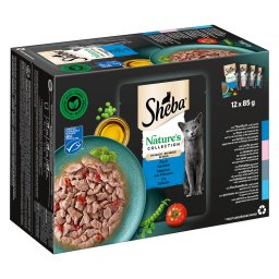 144 x 85 g Sheba Nature's Collection in Sauce vis variatie (tonijn, zalm, kabeljauw, zeevis)