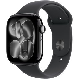 Apple Watch Series 11 GPS + Cellular 46mm Jet Black Aluminium Case met Black Sport Band - S/M Smartwatch Zwart