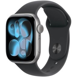 Apple Watch Series 11 GPS 42mm Space Grey Aluminium Case met Black Sport Band - M/L Smartwatch Grijs
