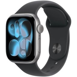 Apple Watch Series 11 GPS 42mm Space Grey Aluminium Case met Black Sport Band - S/M Smartwatch Grijs