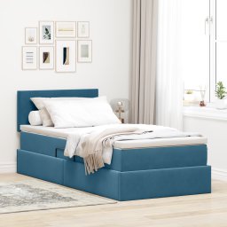 vidaXL Opslag bed met matras Donkerblauw 90 x 200 cm Fluweel
