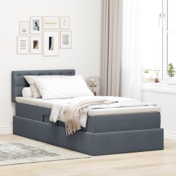 vidaXL Opslag bed met matras Donkergrijs 100 x 200 cm Fluweel