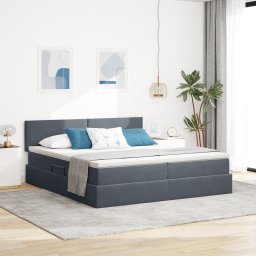 vidaXL Opslag bed met matras met hoofdeinde Donkergrijs 100 x 200 cm