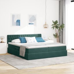 vidaXL Opslag bed met matras met hoofdeinde Donkergroen 90 x 200 cm