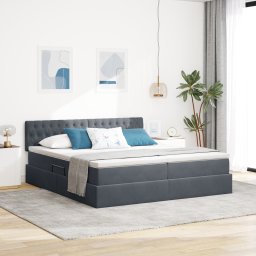 vidaXL Opslag bed met matras met hoofdeinde Donkergrijs 100 x 200 cm