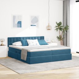 vidaXL Opslag bed met matras met hoofdeinde Donkerblauw 90 x 200 cm