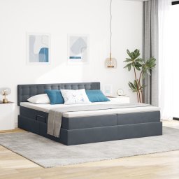 vidaXL Opslag bed met matras met hoofdeinde Donkergrijs 100 x 200 cm