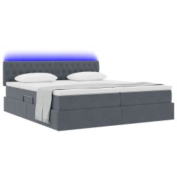 vidaXL LED Opslagbed met Matras Donkergrijs 200 x 200 cm Fluweel