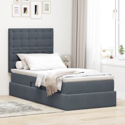 vidaXL Opslag bed met matras Donkergrijs 100 x 200 cm Fluweel