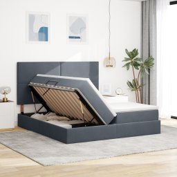 vidaXL Opslag bed met hoofdeinde Donkergrijs 200 x 200 cm Fluweel