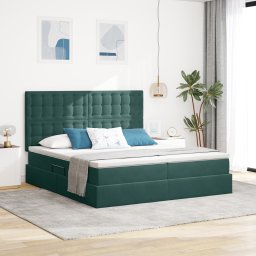 vidaXL Opslag bed met hoofdeinde Donkergroen 180 x 200 cm Fluweel